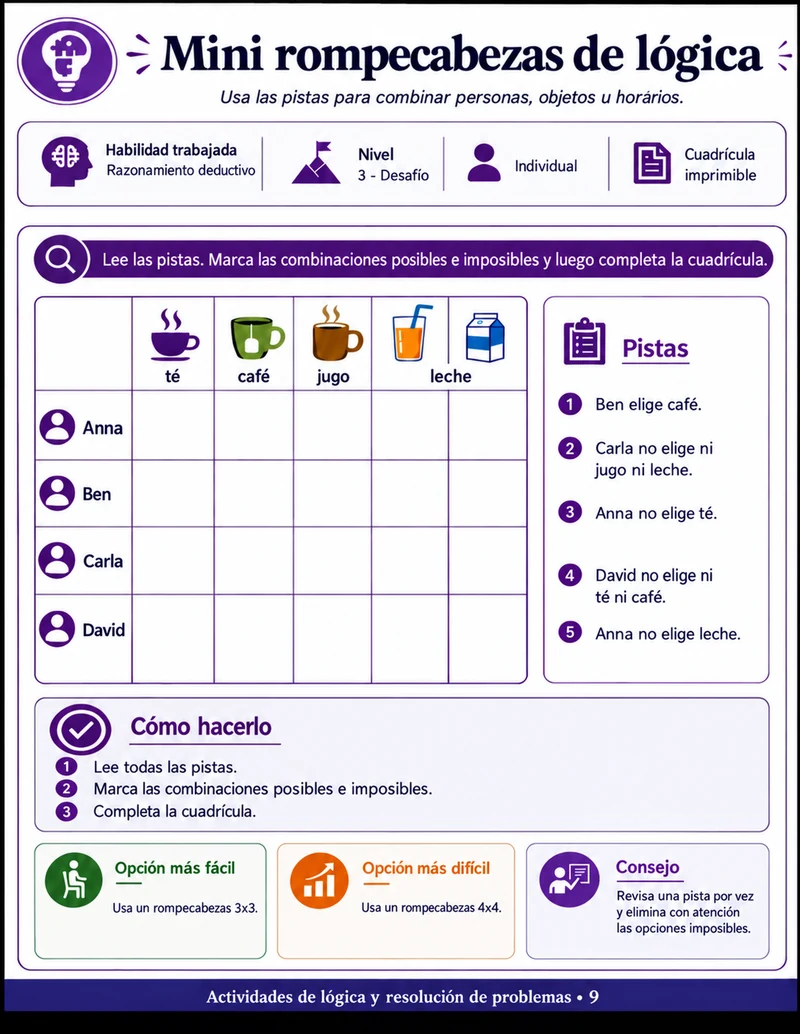 Página de actividad cognitiva